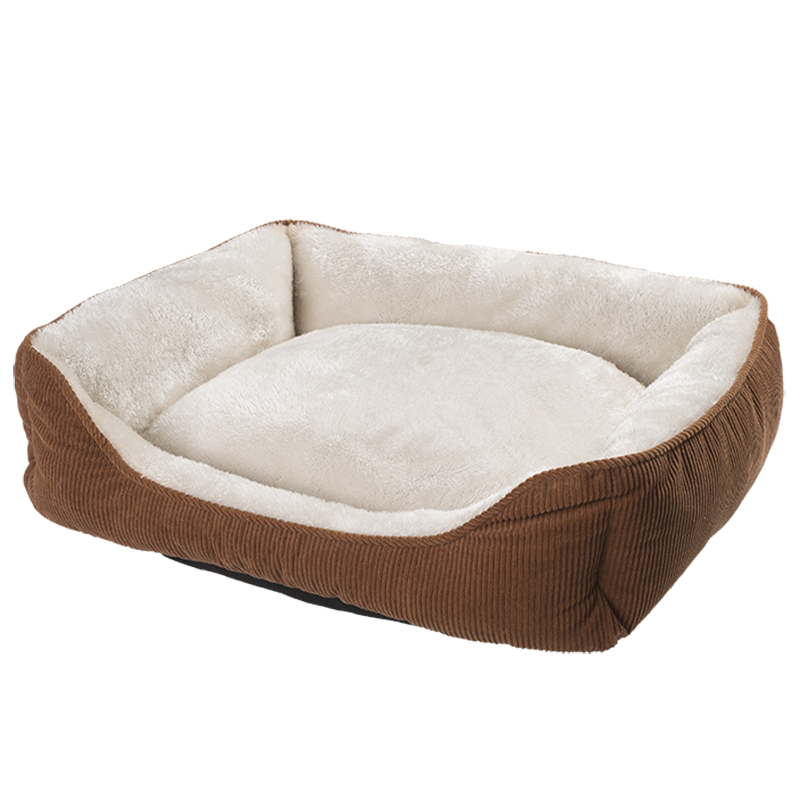 Cama para mascotas HY-03 de pana rectangular Abrazar la cueva