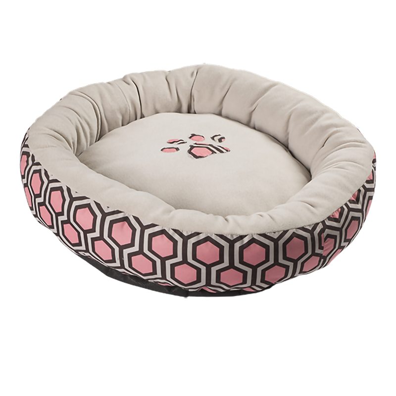 HY-09 Impreso pongee Cueva de abrazo circular Cama para mascotas