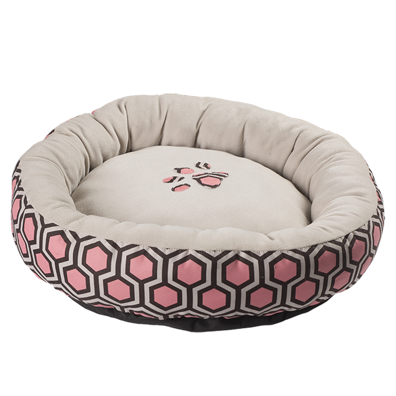 HY-09 Impreso pongee Cueva de abrazo circular Cama para mascotas