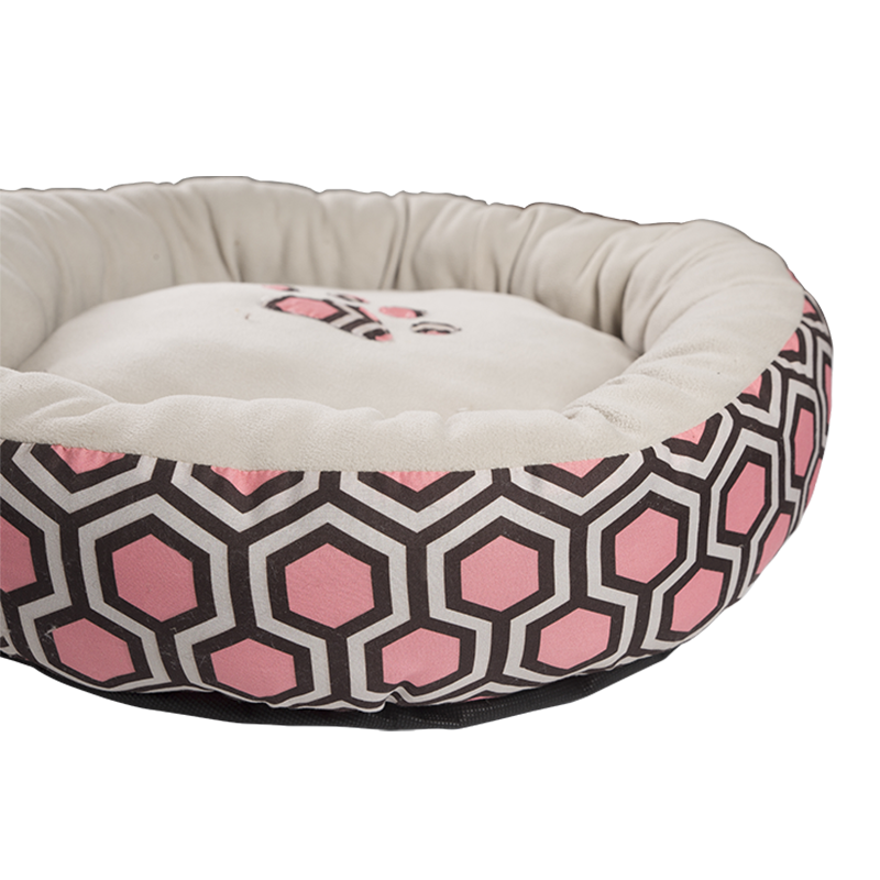 HY-09 Impreso pongee Cueva de abrazo circular Cama para mascotas