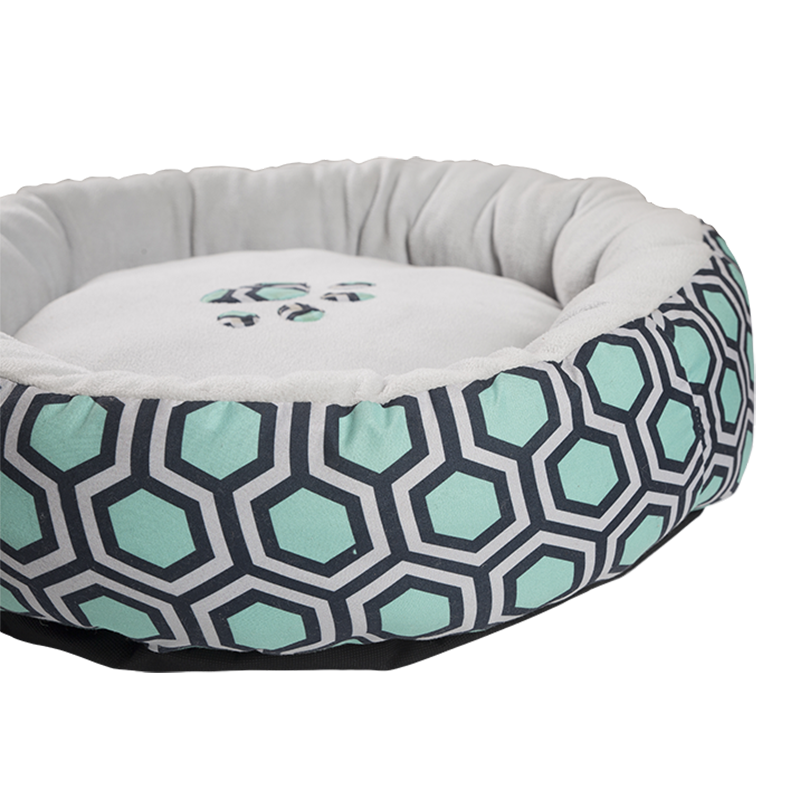 HY-09 Impreso pongee Cueva de abrazo circular Cama para mascotas