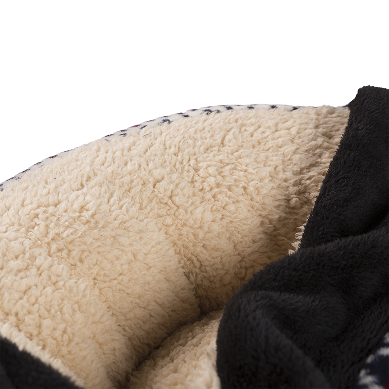 HY-32 Impreso capa corta de lana gato redondo Cama para mascotas de felpa